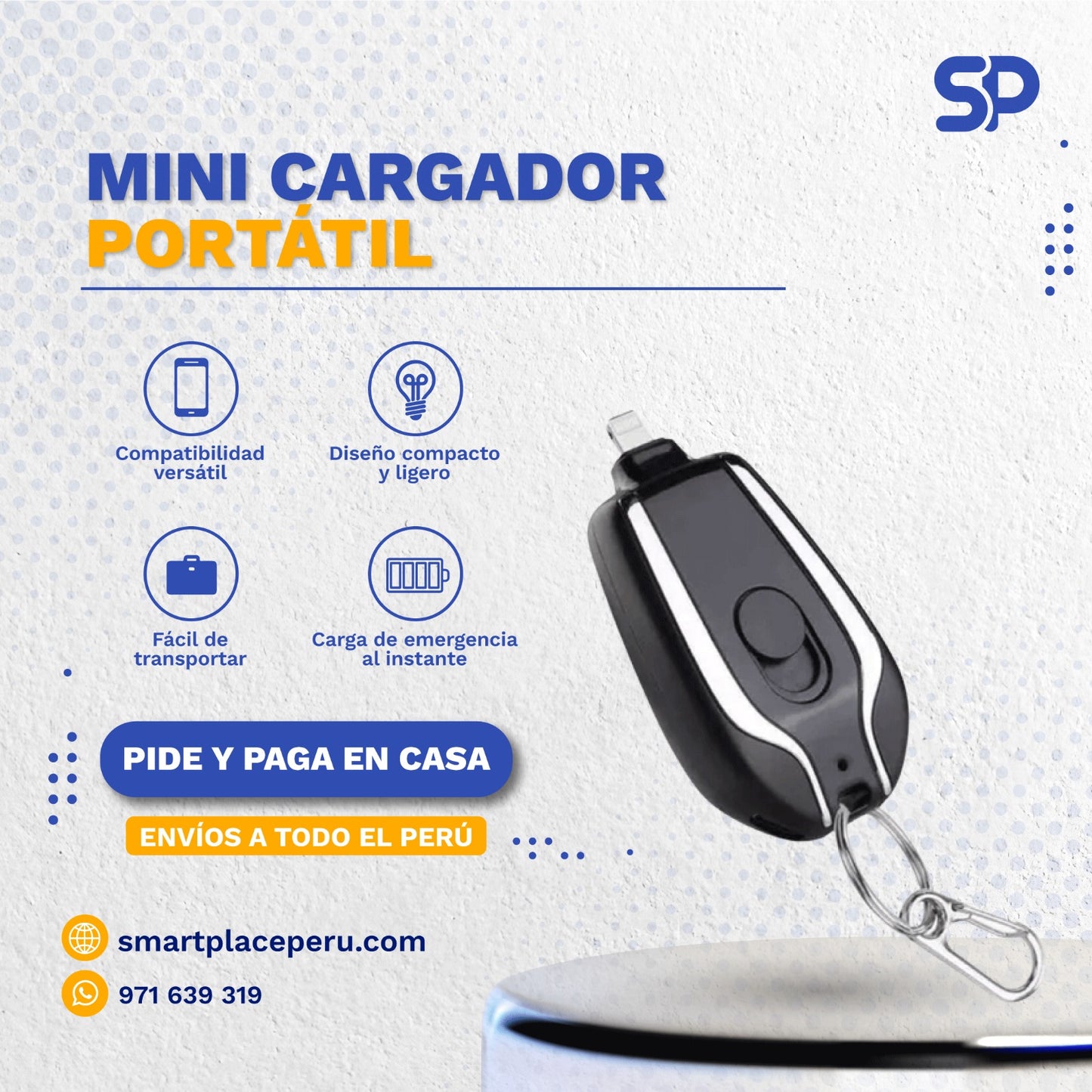 Mini Cargador Portátil Llavero de Emergencia