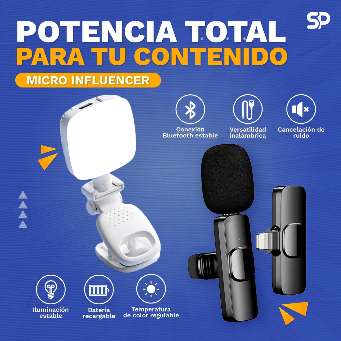 Promo Micro Infuencer: Mini Luz Led Portátil + Micrófono inalámbrico