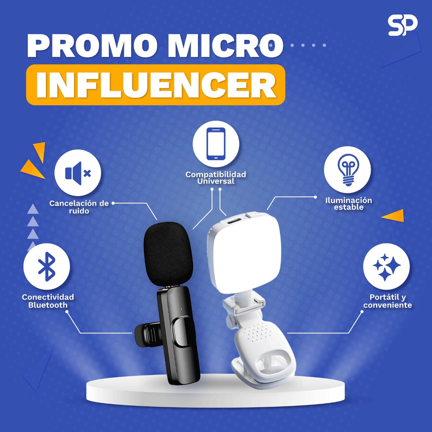 Promo Micro Infuencer: Mini Luz Led Portátil + Micrófono inalámbrico