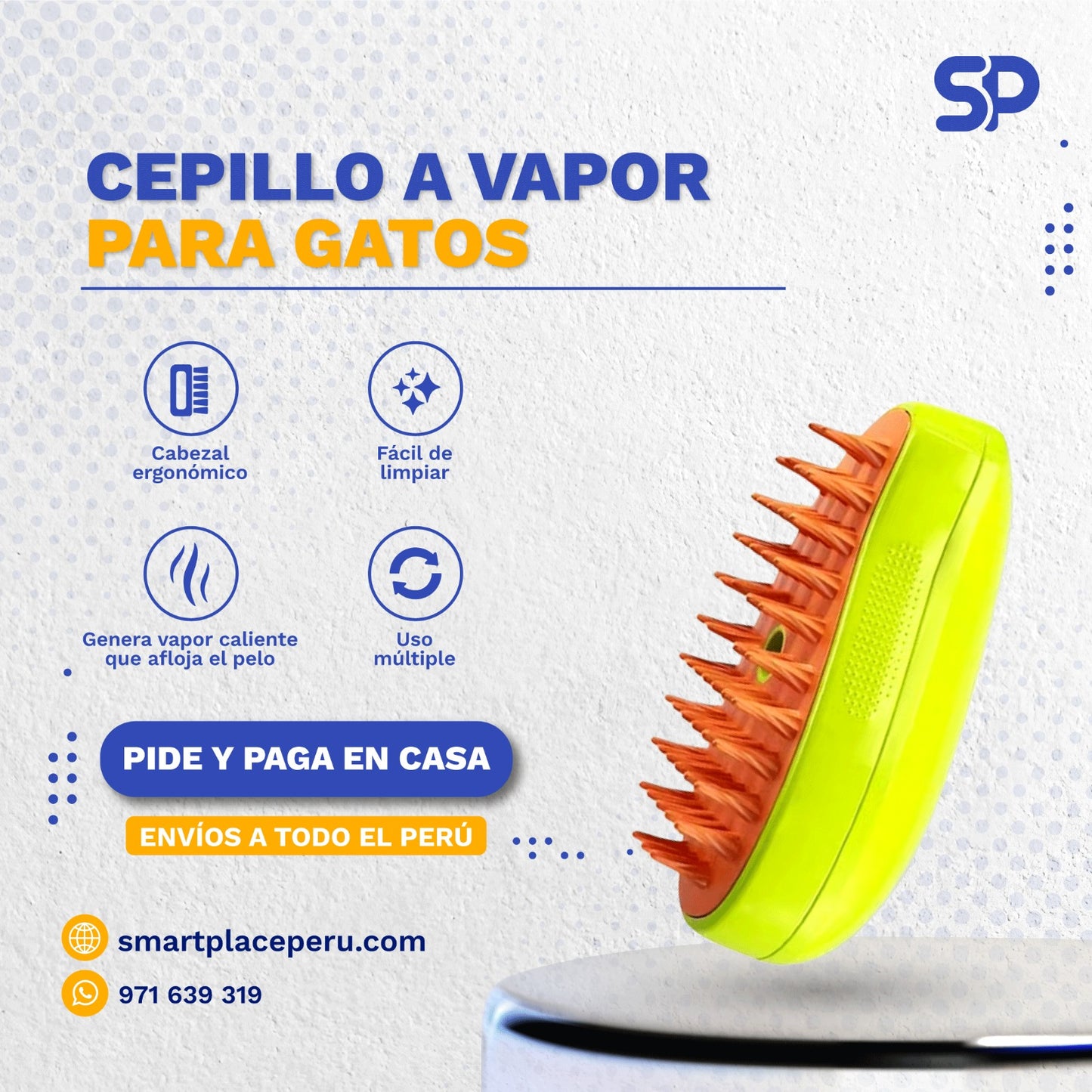 Cepillo a Vapor 3 en 1 para Mascotas