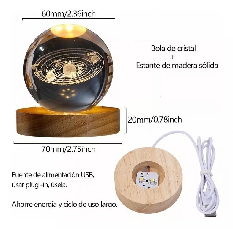 Lámpara Bola de Cristal 3D