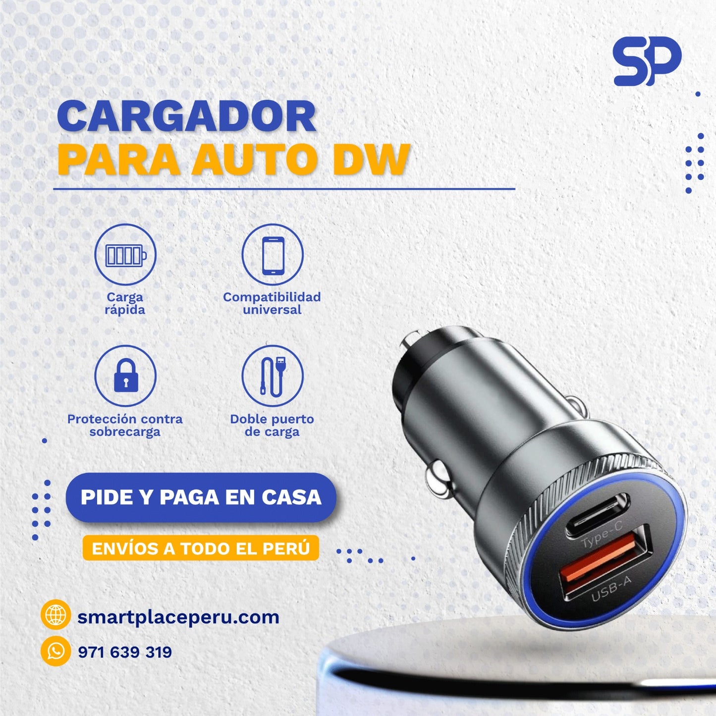 Cargador de coche Carga Rápida 2 en 1