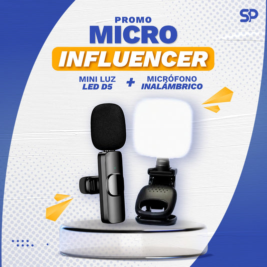 Promo Micro Infuencer: Mini Luz Led Portátil + Micrófono inalámbrico