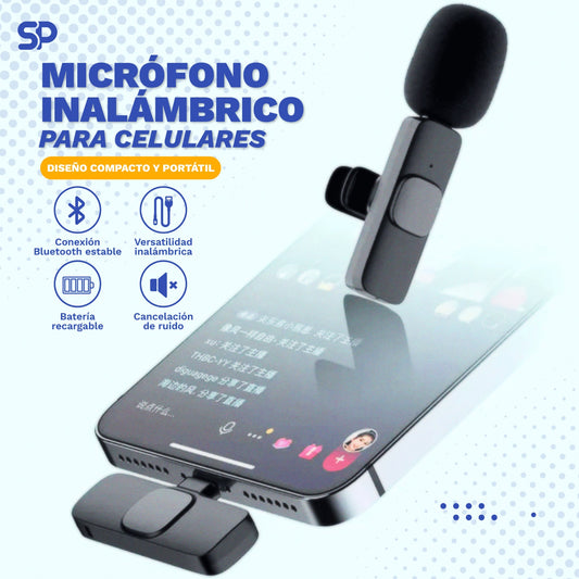 Micrófono Inalámbrico de Solapa 2 en 1 para Celulares